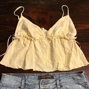 Garage Light Yellow Ruffle Camisole
